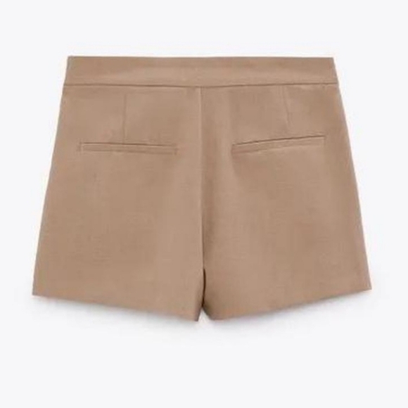 Zara Asymmetric Box Pleat Skort Tan - Picture 4 of 6